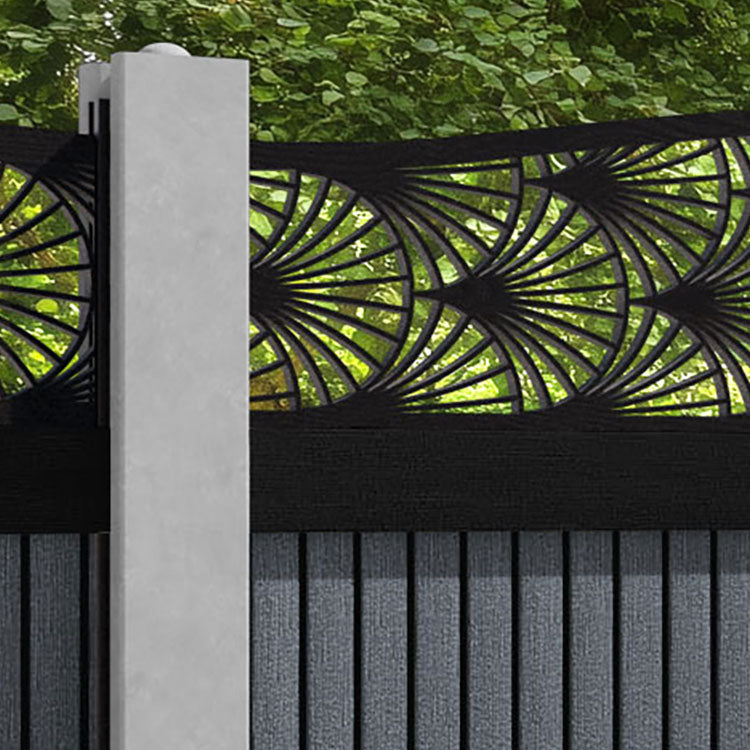 Virtis Laurel Curved Top Fence Panel - Anthracite - for existing concrete posts