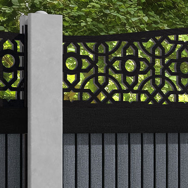 Virtis Nabila Curved Top Fence Panel - Anthracite - for existing concrete posts