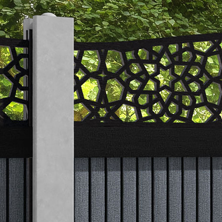 Virtis Nazira Curved Top Fence Panel - Anthracite - for existing concrete posts