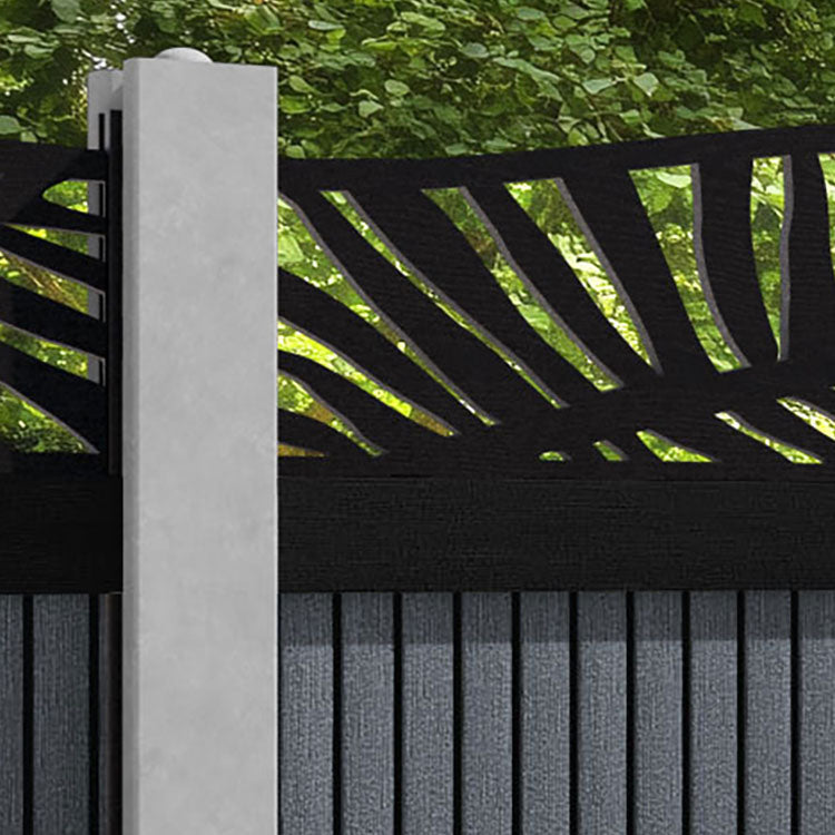 Virtis Palm Curved Top Fence Panel - Anthracite - for existing concrete posts