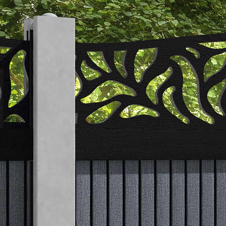 Virtis Plume Curved Top Fence Panel - Anthracite - for existing concrete posts