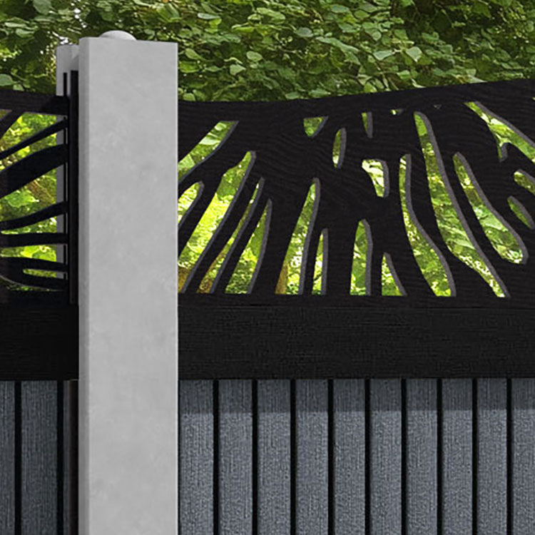 Virtis Poppy Curved Top Fence Panel - Anthracite - for existing concrete posts