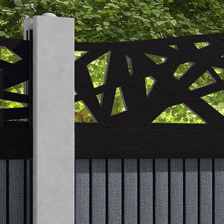 Virtis Prism Curved Top Fence Panel - Anthracite - for existing concrete posts