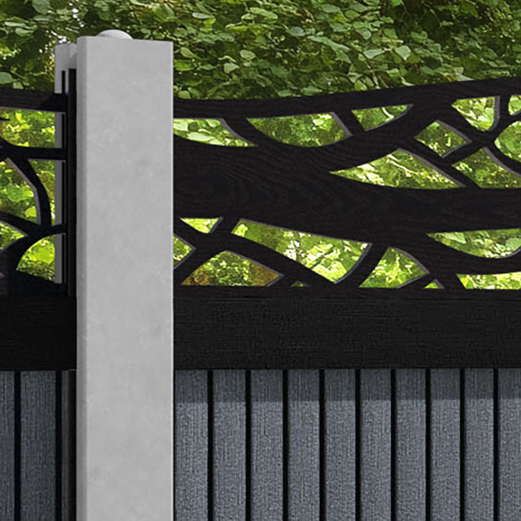 Virtis Twilight Curved Top Fence Panel - Anthracite - for existing concrete posts