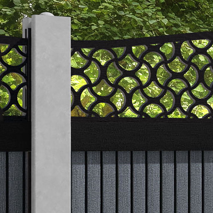 Virtis Vida Curved Top Fence Panel - Anthracite - for existing concrete posts