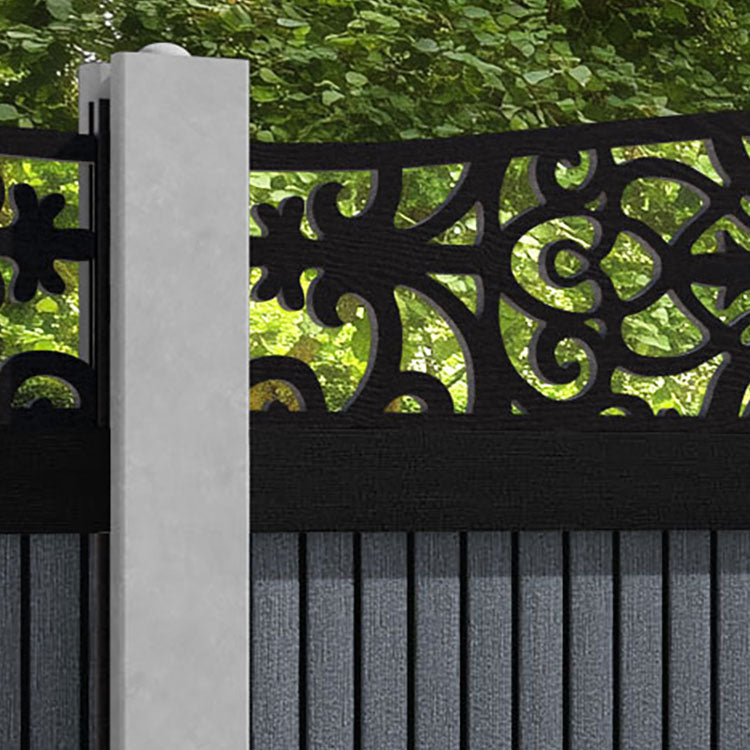 Virtis Windsor Curved Top Fence Panel - Anthracite - for existing concrete posts