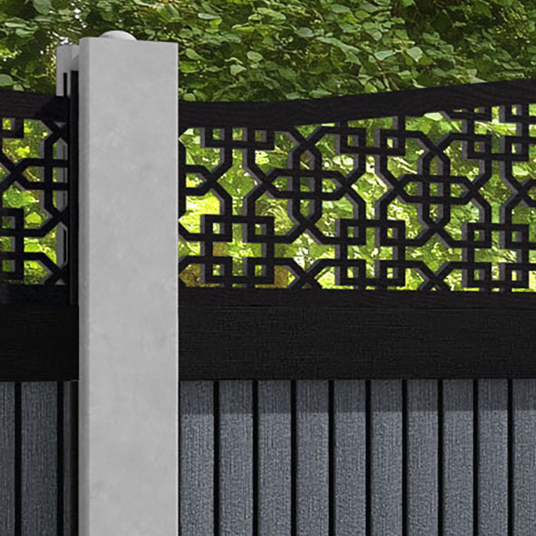 Virtis Zaria Curved Top Fence Panel - Anthracite - for existing concrete posts