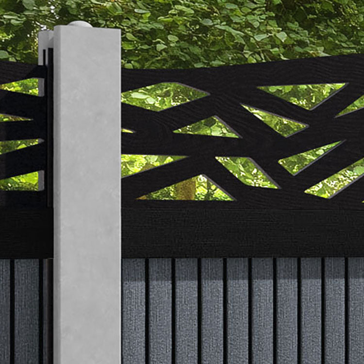 Virtis Zenith Curved Top Fence Panel - Anthracite - for existing concrete posts