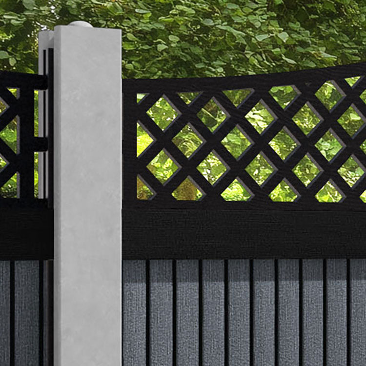 Virtis Oxford Curved Top Fence Panel - Anthracite - for existing concrete posts
