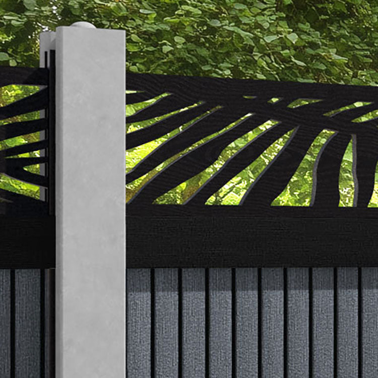 Virtis Palm Fence Panel - Anthracite - for existing concrete posts