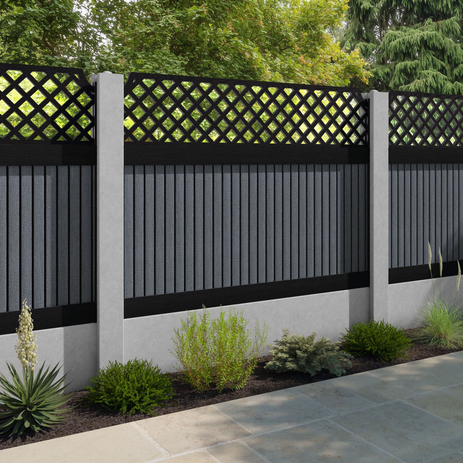 Virtis Regal Hive Fence Panel - Anthracite - for existing concrete posts