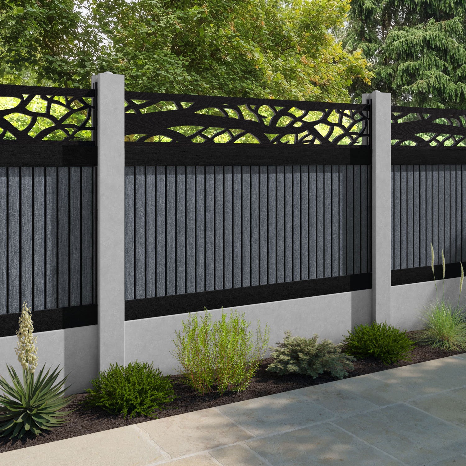 Virtis Twilight Fence Panel - Anthracite - for existing concrete posts