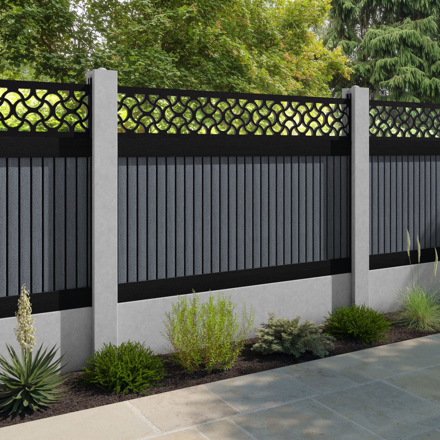 Virtis Vida Fence Panel - Anthracite - for existing concrete posts