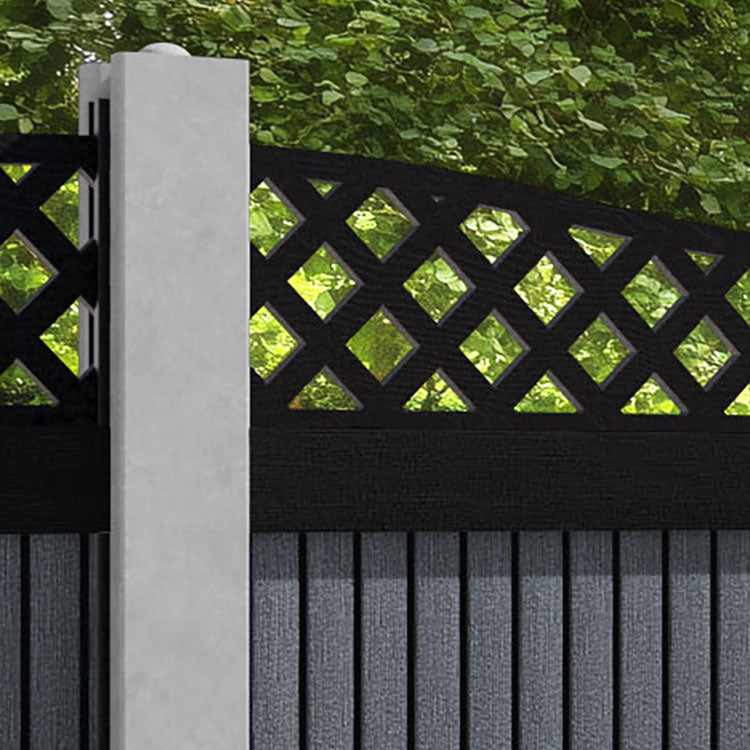 Virtis Low Wave Fence Panel - Anthracite - for existing concrete posts