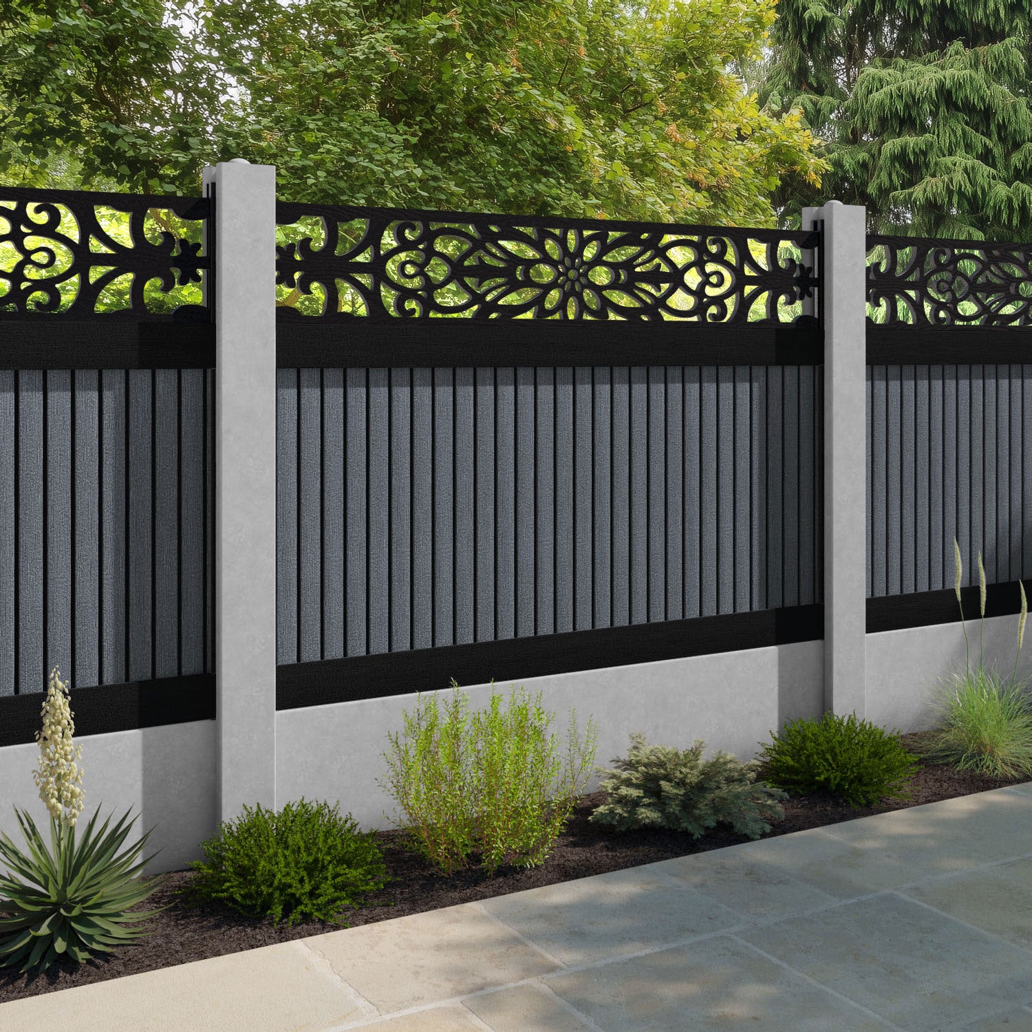 Virtis Windsor Fence Panel - Anthracite - for existing concrete posts