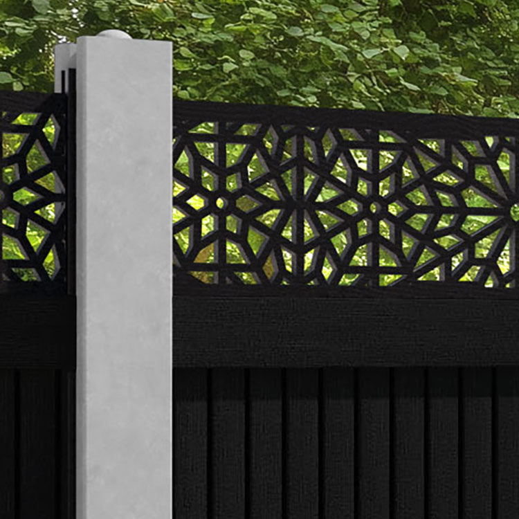 Virtis Alnara Fence Panel - Black - for existing concrete posts