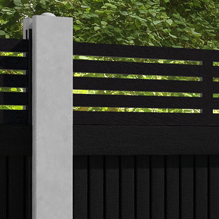 Virtis Aspen Fence Panel - Black - for existing concrete posts