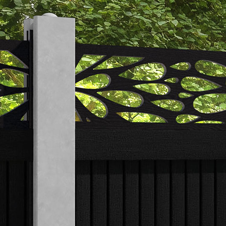 Virtis Blossom Fence Panel - Black - for existing concrete posts