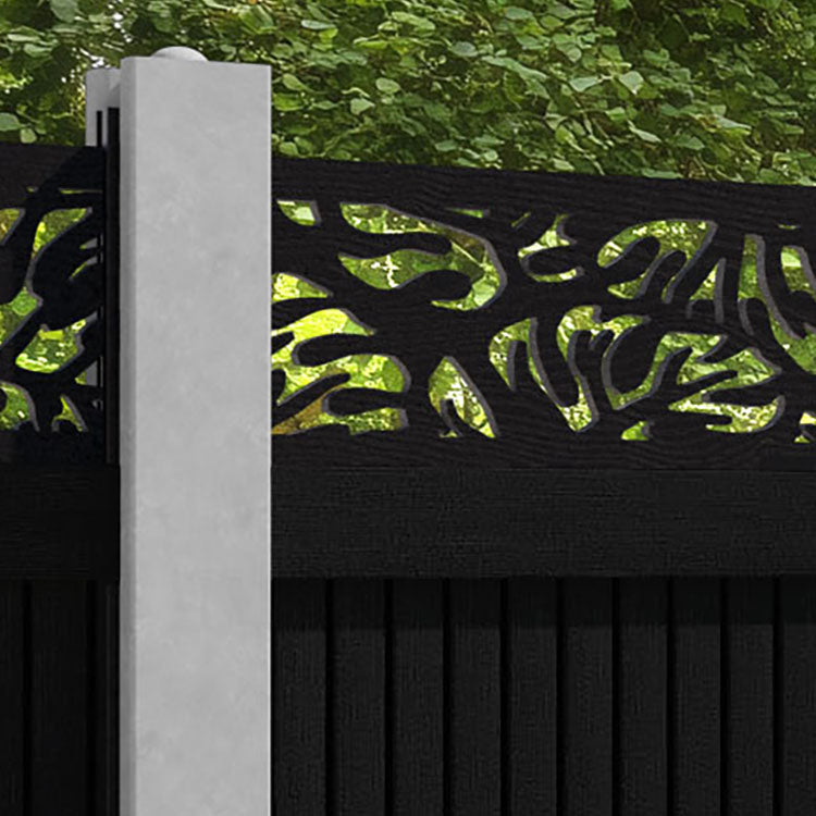Virtis Botanic Fence Panel - Black - for existing concrete posts