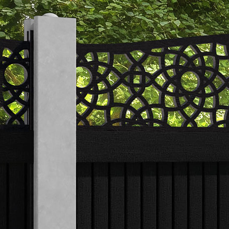Virtis Ambar Curved Top Fence Panel - Black - for existing concrete posts
