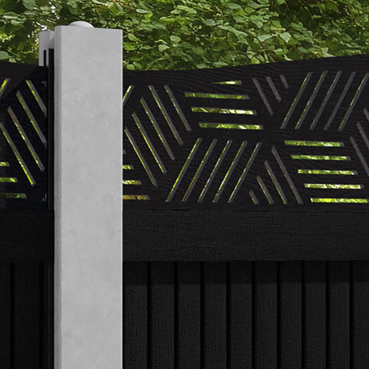 Virtis Cubed Curved Top Fence Panel - Black - for existing concrete posts