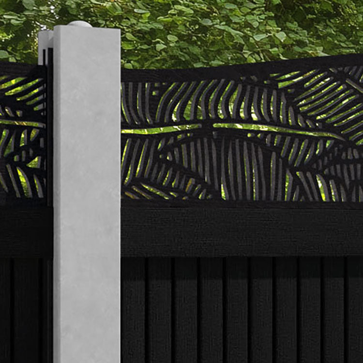 Virtis Feather Curved Top Fence Panel - Black - for existing concrete posts
