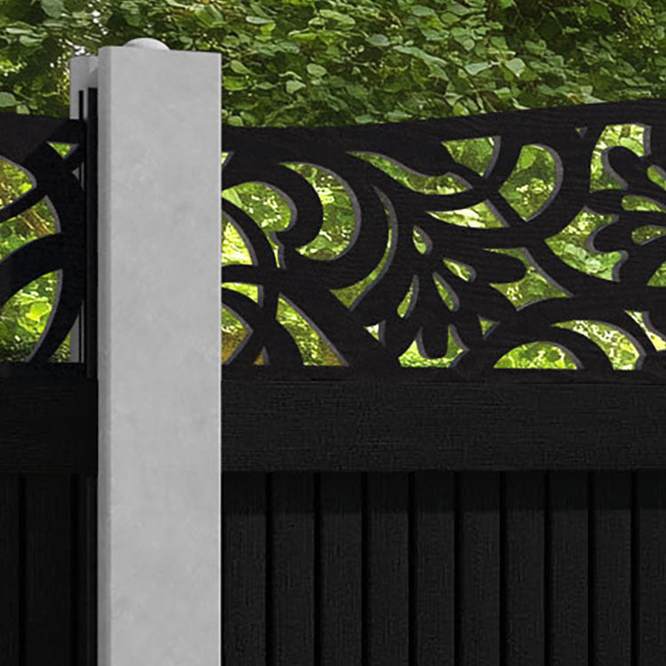 Virtis Heritage Curved Top Fence Panel - Black - for existing concrete posts