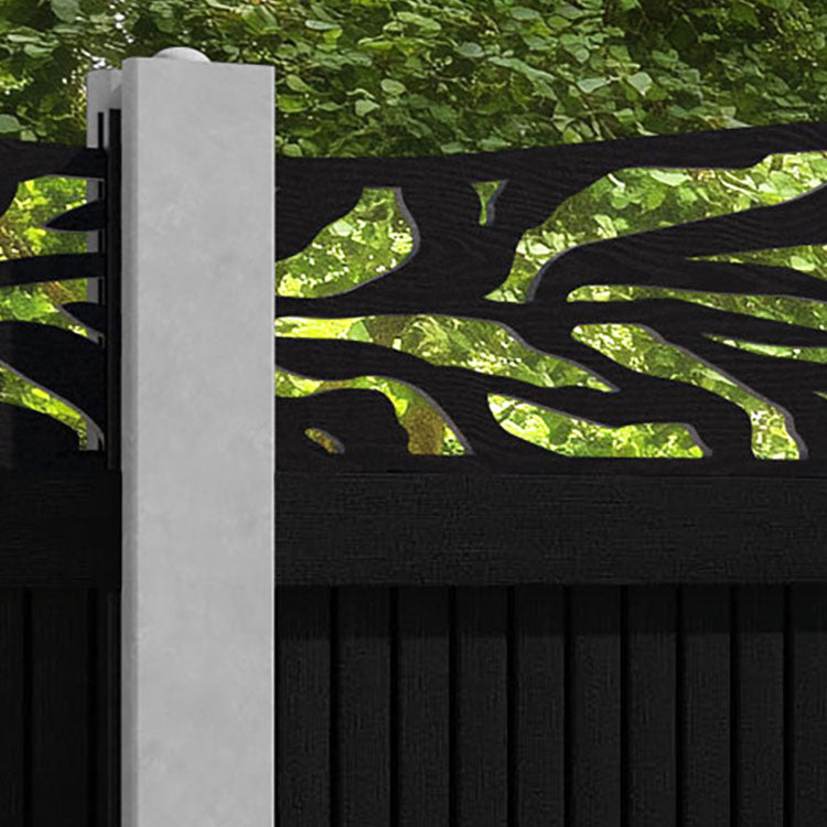 Virtis Malawi Curved Top Fence Panel - Black - for existing concrete posts