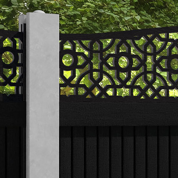 Virtis Nabila Curved Top Fence Panel - Black - for existing concrete posts