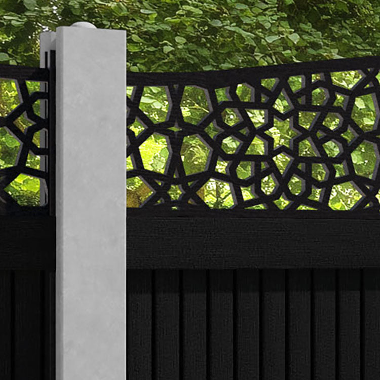 Virtis Nazira Curved Top Fence Panel - Black - for existing concrete posts