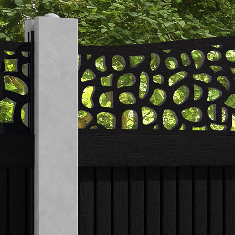 Virtis Pebble Curved Top Fence Panel - Black - for existing concrete posts