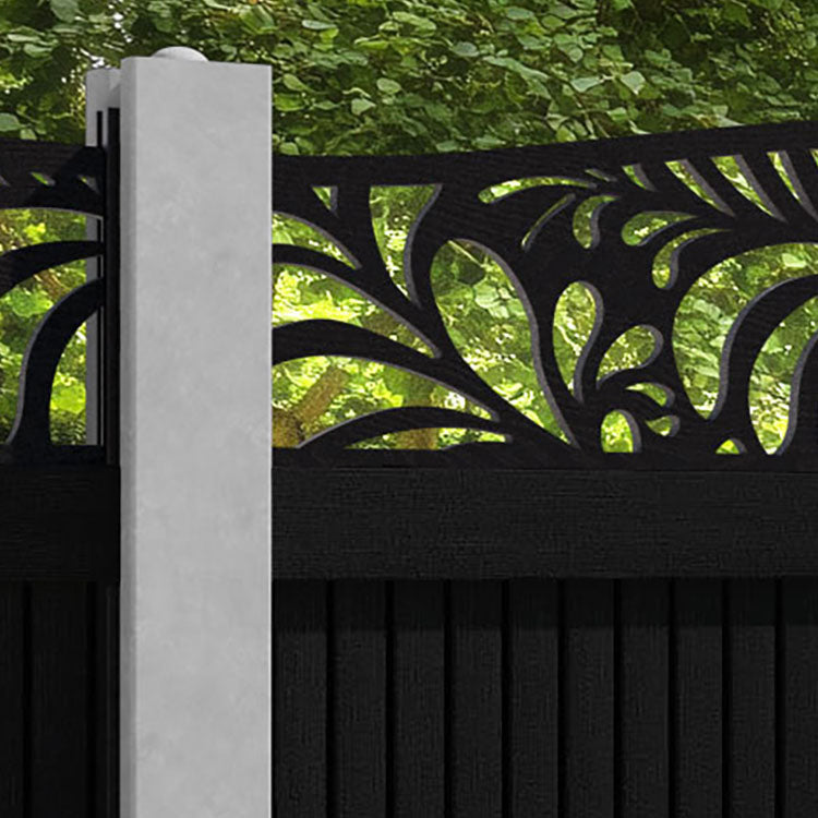 Virtis Petal Curved Top Fence Panel - Black - for existing concrete posts