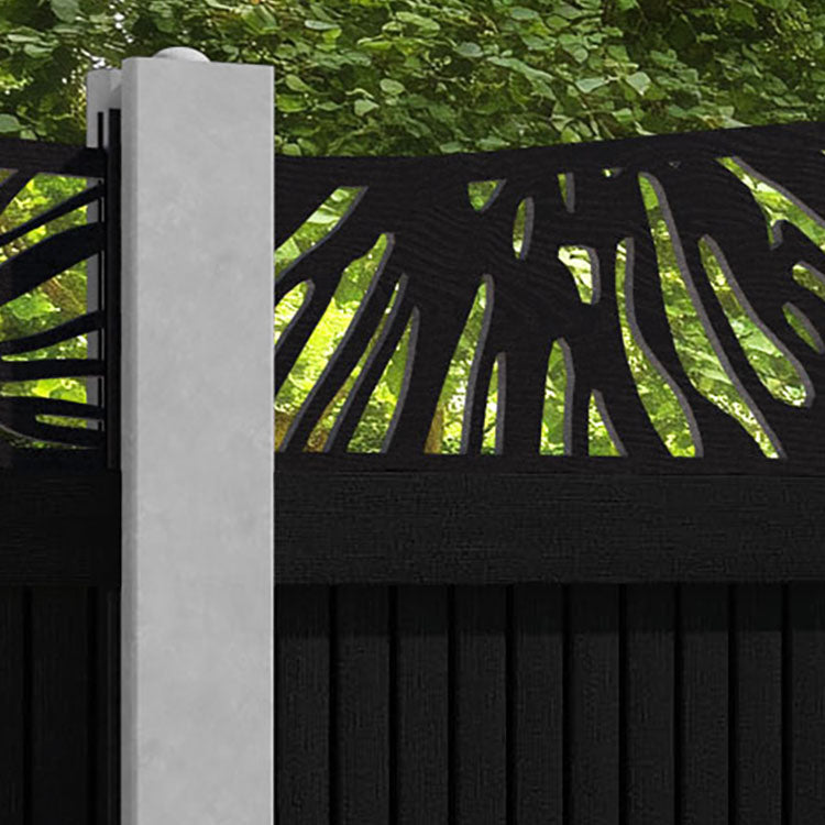 Virtis Poppy Curved Top Fence Panel - Black - for existing concrete posts