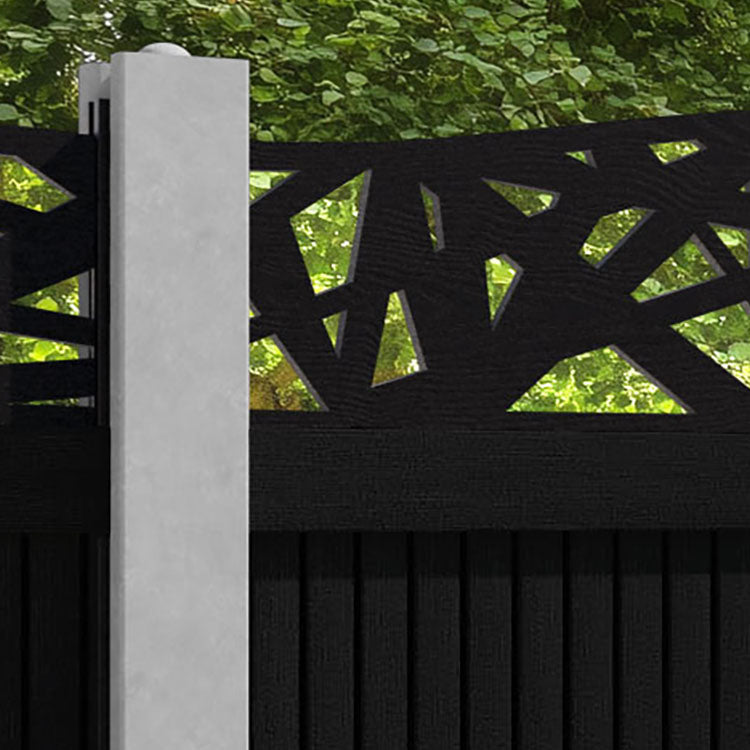 Virtis Prism Curved Top Fence Panel - Black - for existing concrete posts