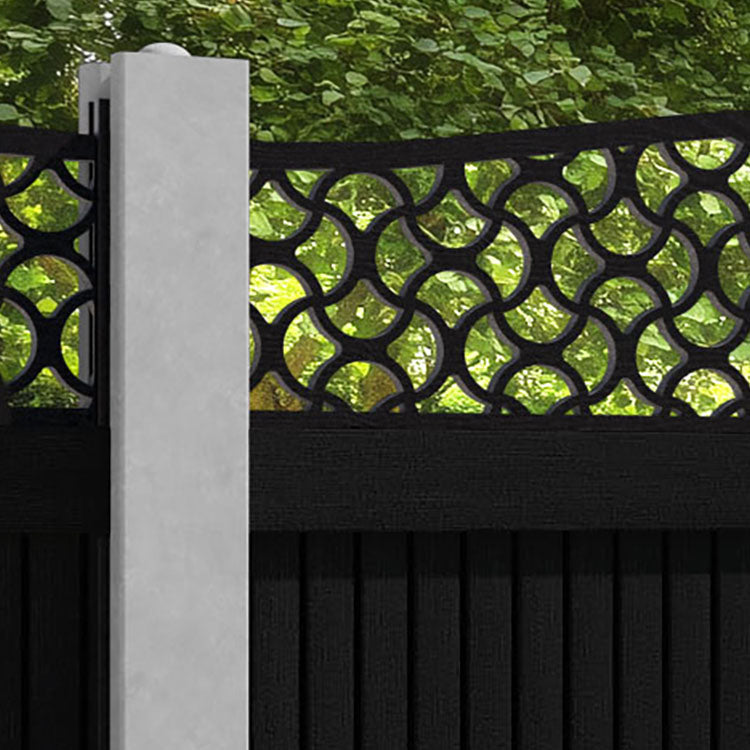 Virtis Vida Curved Top Fence Panel - Black - for existing concrete posts