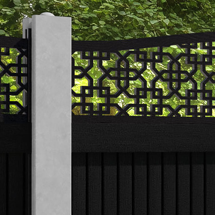 Virtis Zaria Curved Top Fence Panel - Black - for existing concrete posts
