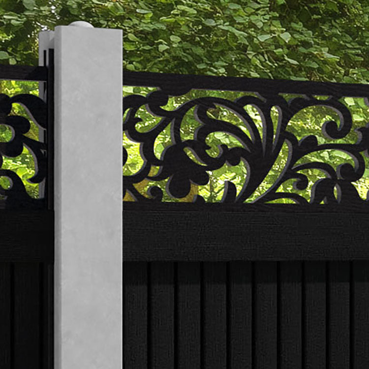 Virtis Eden Fence Panel - Black - for existing concrete posts