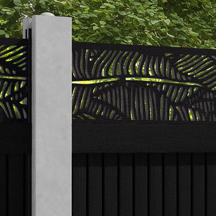 Virtis Feather Fence Panel - Black - for existing concrete posts