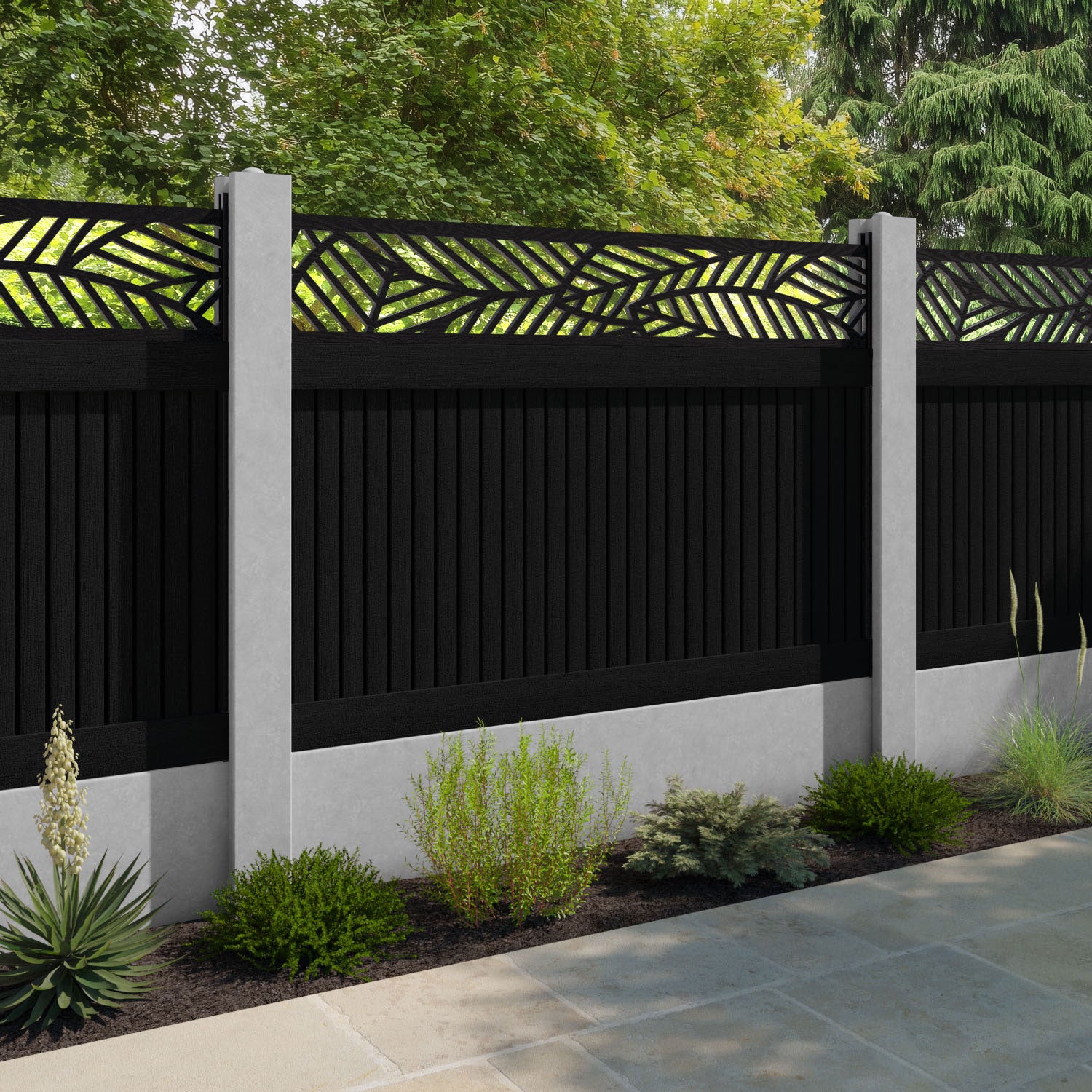Virtis Habitat Fence Panel - Black - for existing concrete posts