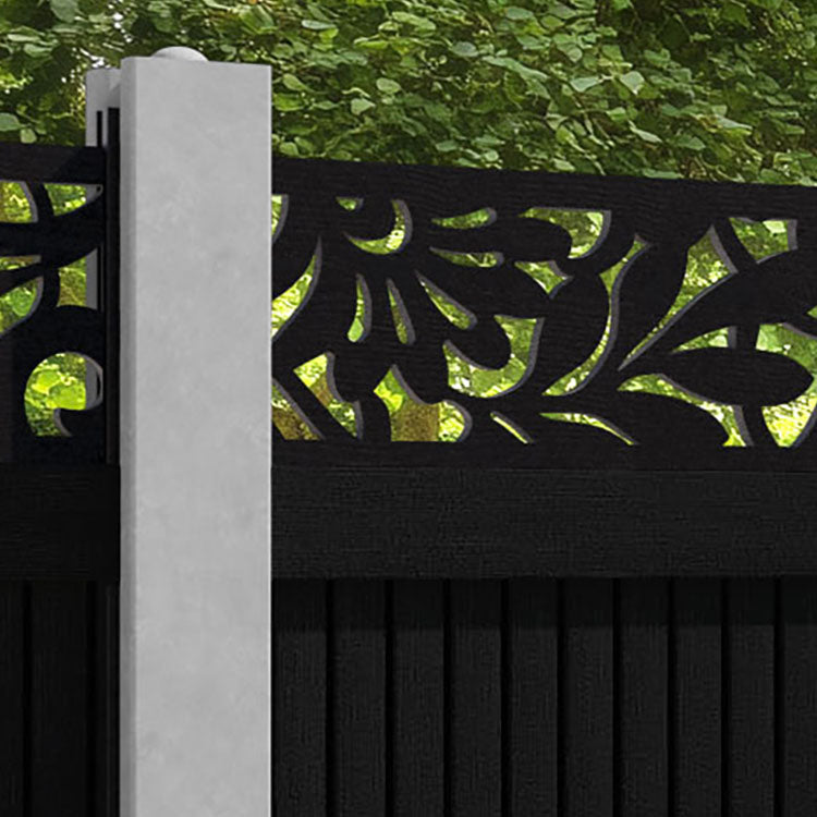 Virtis Heritage Fence Panel - Black - for existing concrete posts
