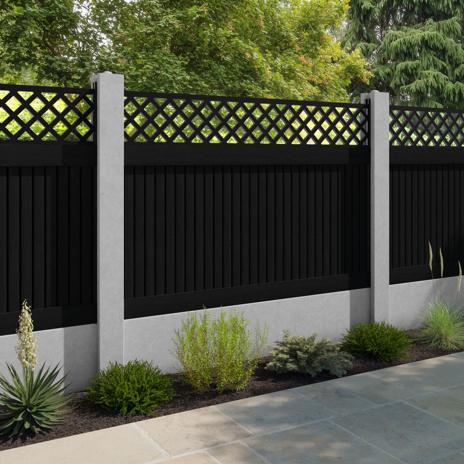 Virtis Hive Fence Panel - Black - for existing concrete posts