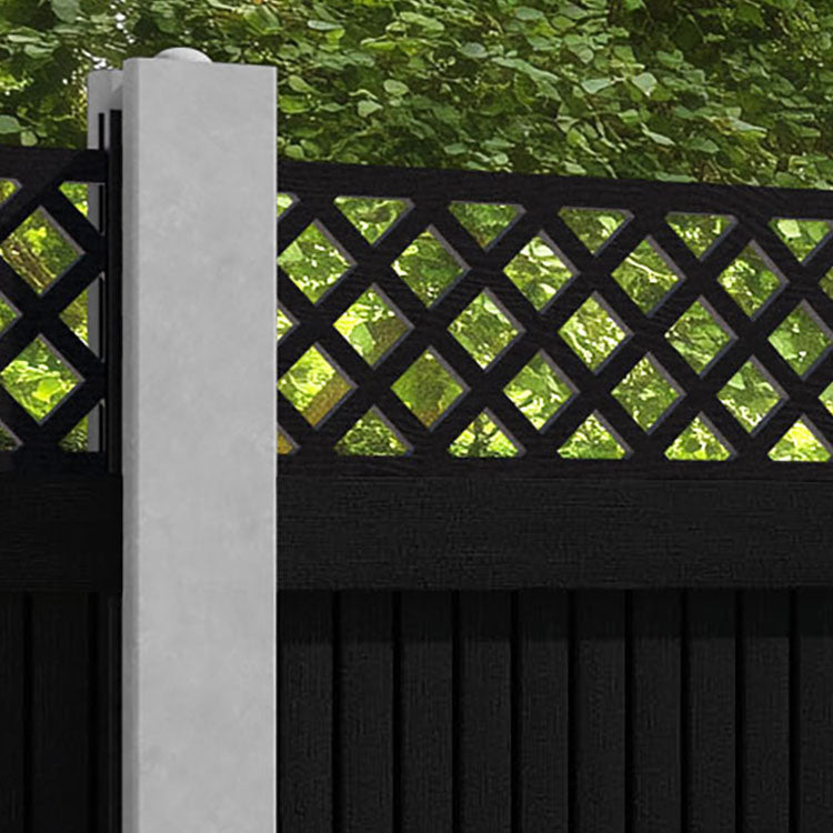 Virtis Hive Fence Panel - Black - for existing concrete posts