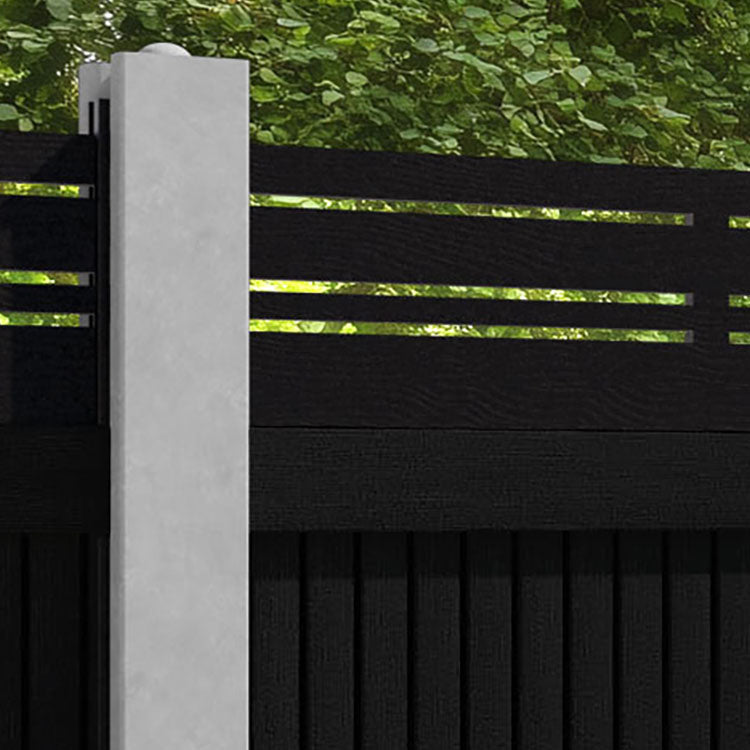 Virtis Linea Fence Panel - Black - for existing concrete posts