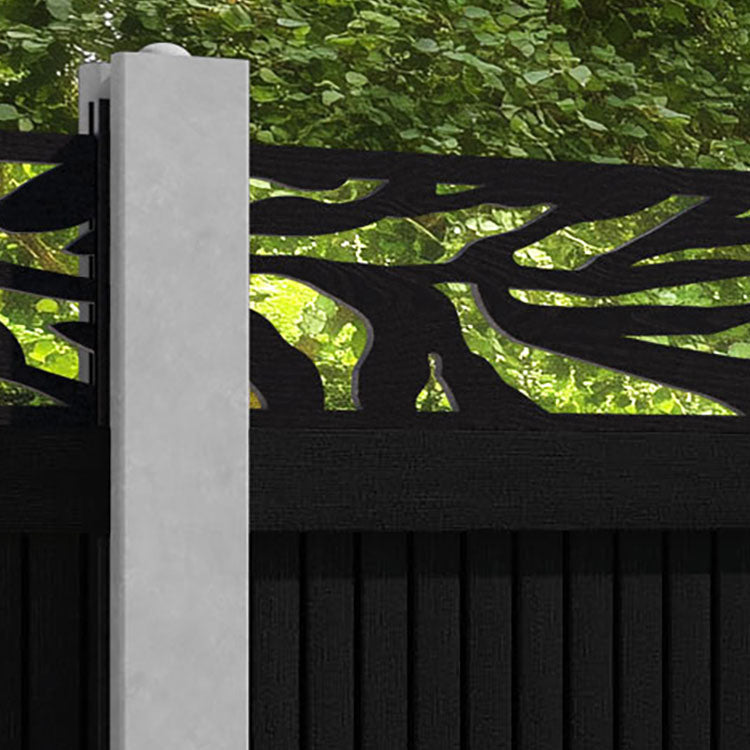 Virtis Malawi Fence Panel - Black - for existing concrete posts