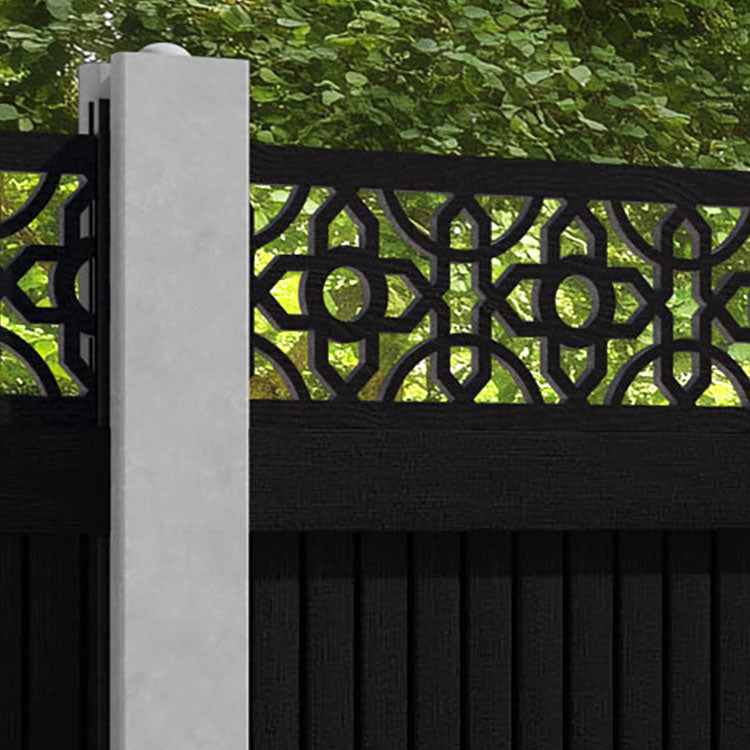 Virtis Nabila Fence Panel - Black - for existing concrete posts