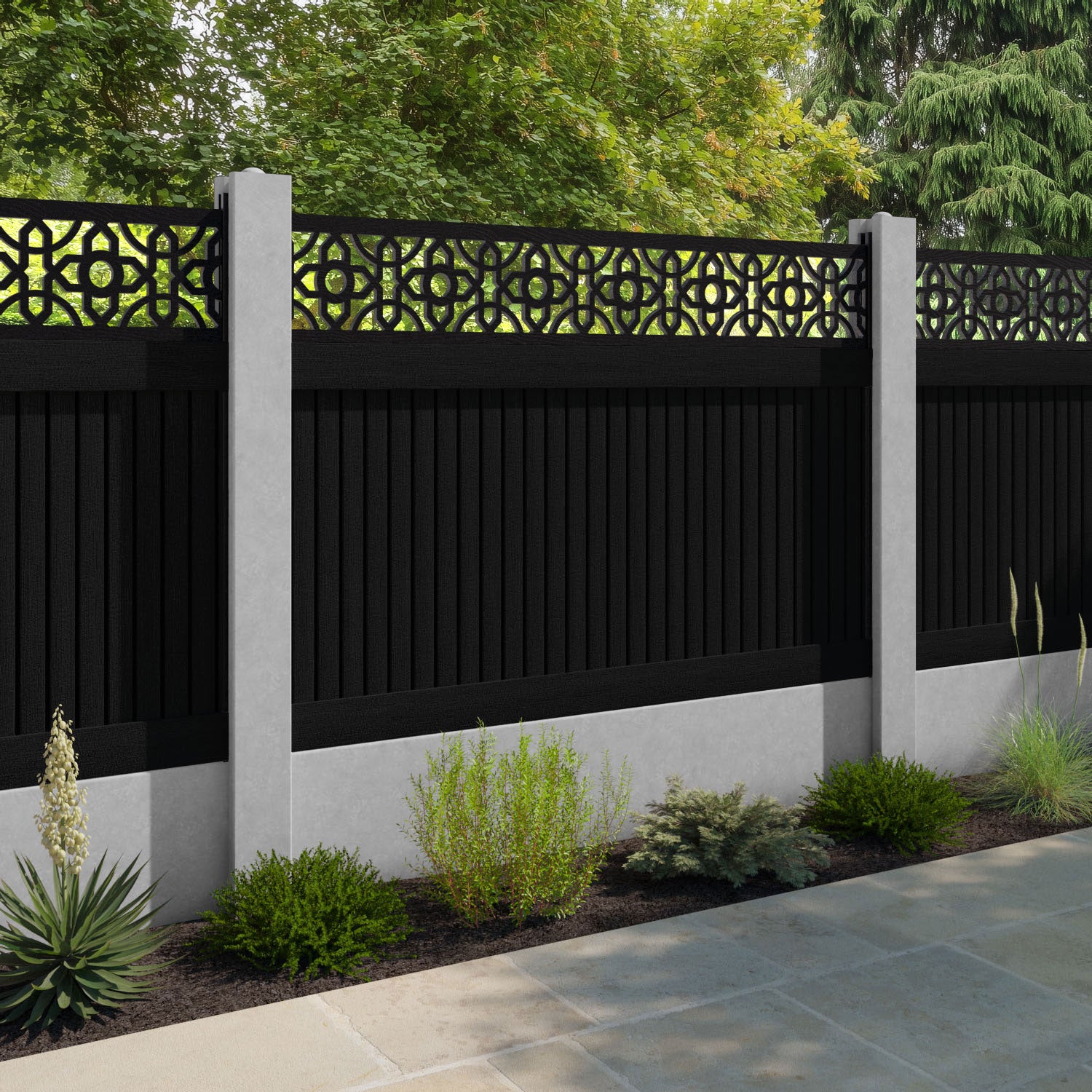 Virtis Nabila Fence Panel - Black - for existing concrete posts