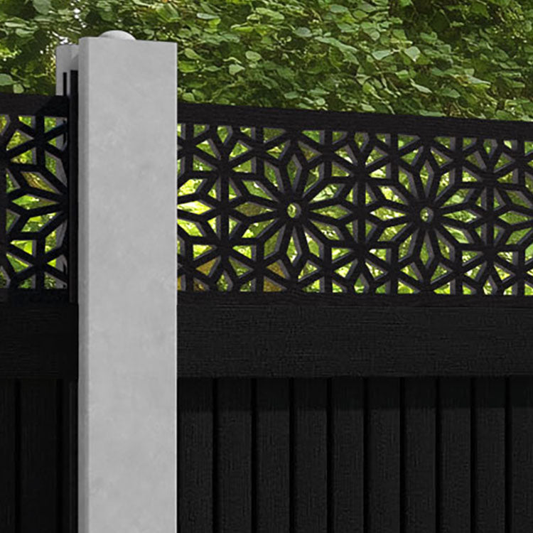 Virtis Narwa Fence Panel - Black - for existing concrete posts