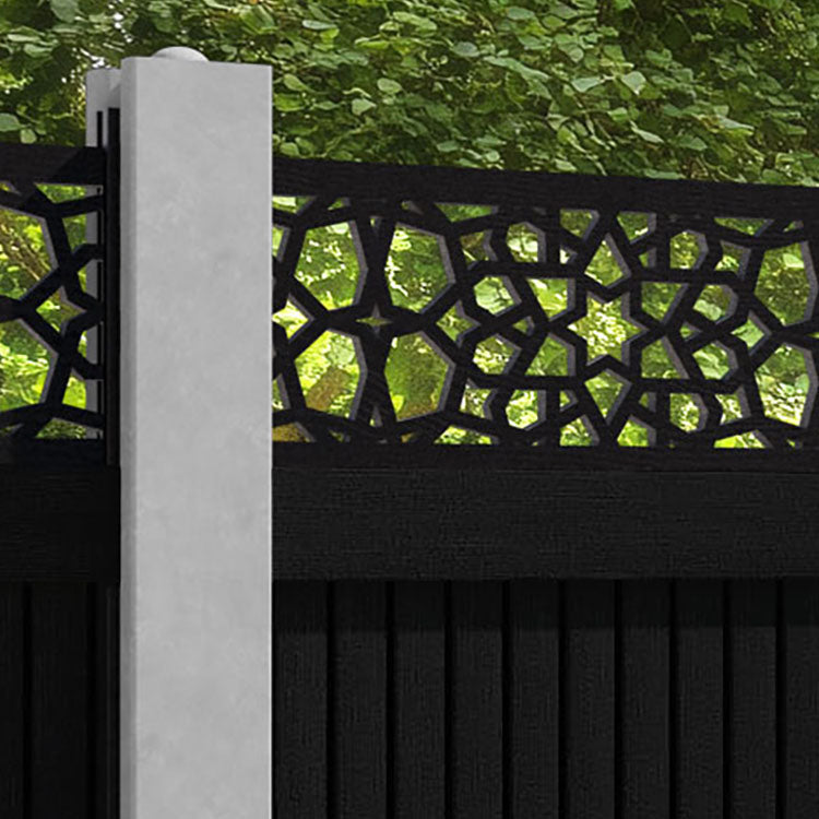 Virtis Nazira Fence Panel - Black - for existing concrete posts