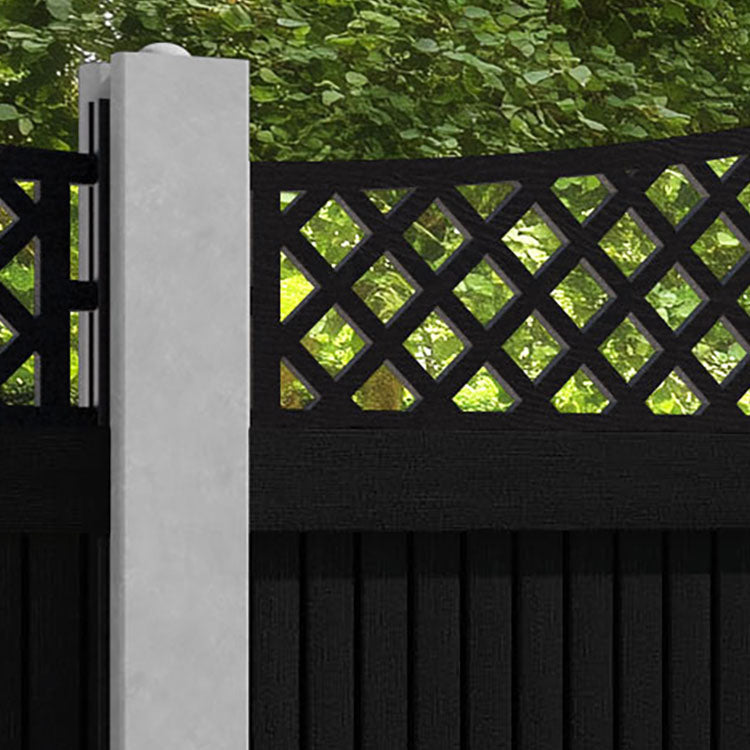 Virtis Oxford Curved Top Fence Panel - Black - for existing concrete posts