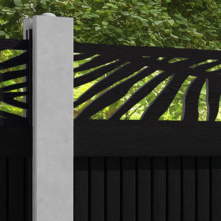 Virtis Palm Fence Panel - Black - for existing concrete posts
